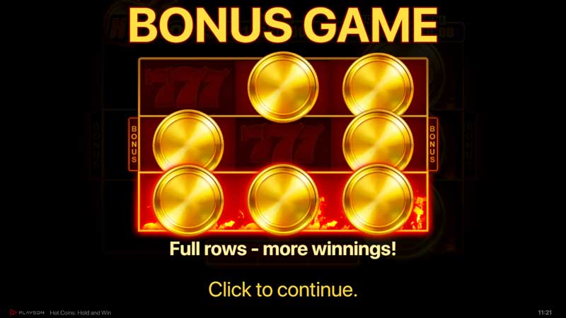 Бонусна гра Hot Coins: Hold And Win